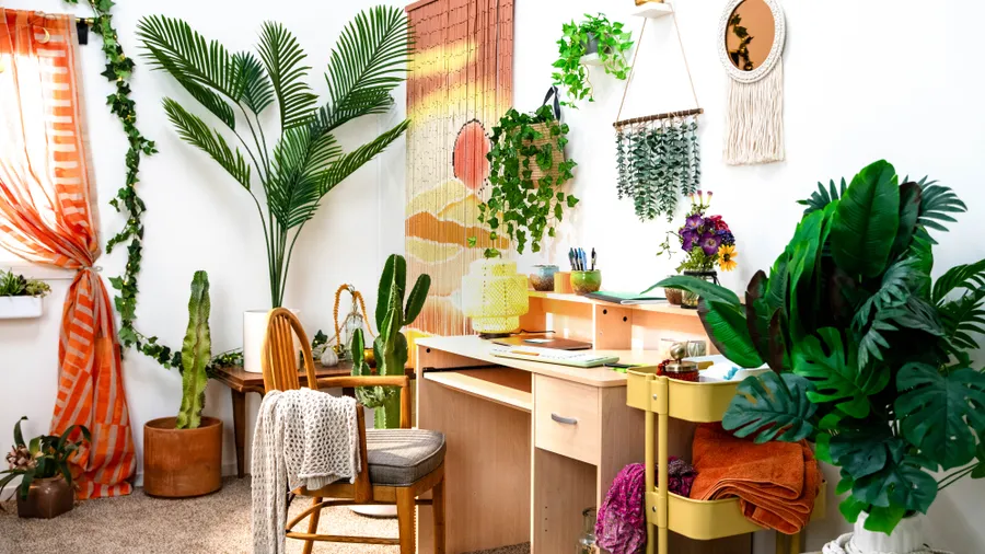 recámara decorada con plantas