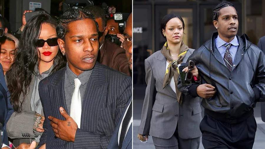 Rihanna y A$AP Rocky a su salida de la corte en Los Angeles