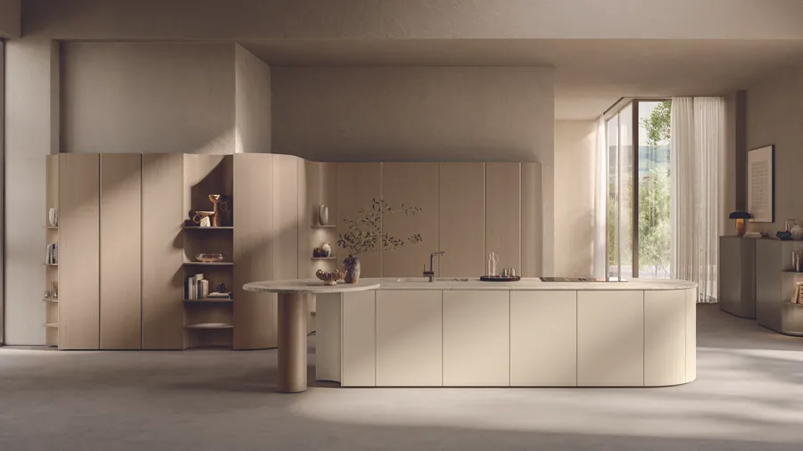 Flair, la colección de Scavolini que le devolvió las curvas a la cocina