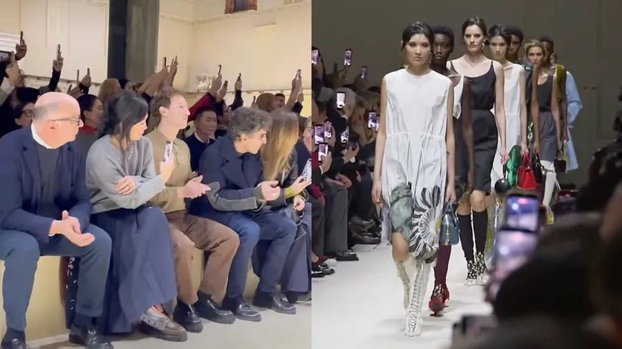 Mark Zuckerberg y su esposa asisten al desfile de Prada