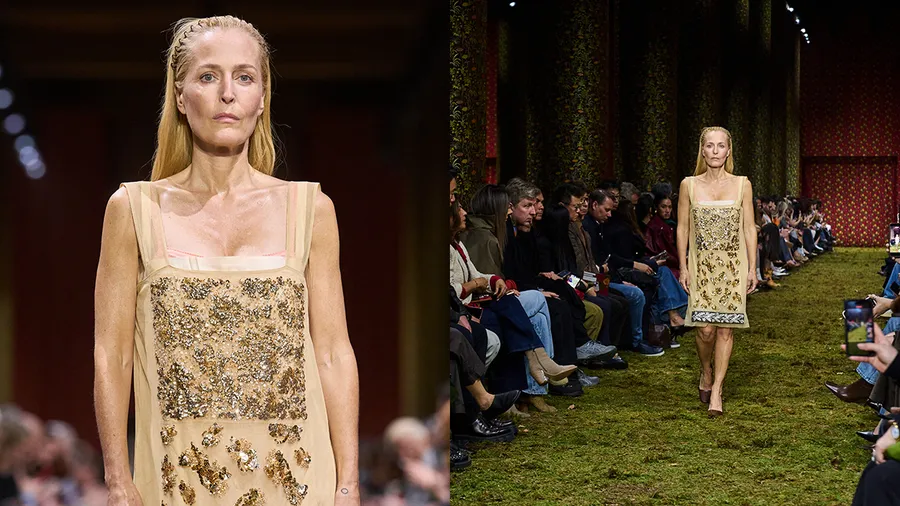 Gillian Anderson desfila para Miu Miu