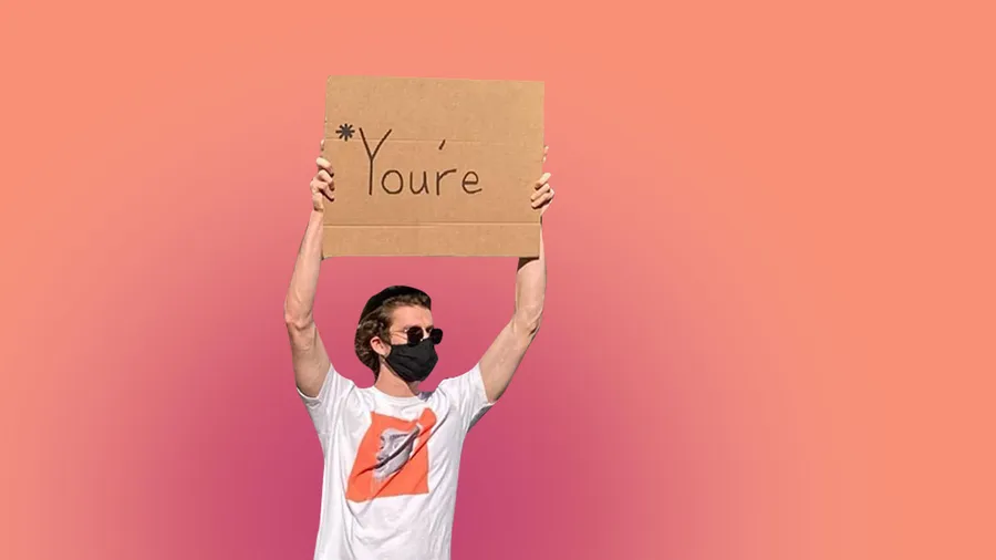 Dude with sign.