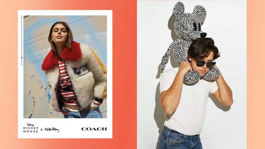 Cole Sprouse y Kaia Gerber posan para la nueva colección de Coach y Disney