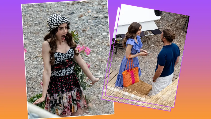 Lily Collins en el rodaje de Emily in Paris 2.