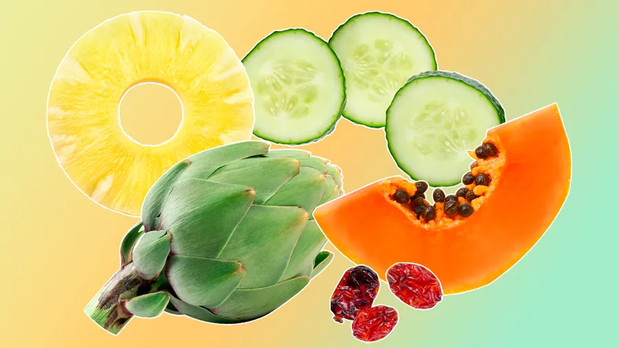 La papaya, la piña, entre otros, son alimentos que ayudan a desinflamar el estómago.