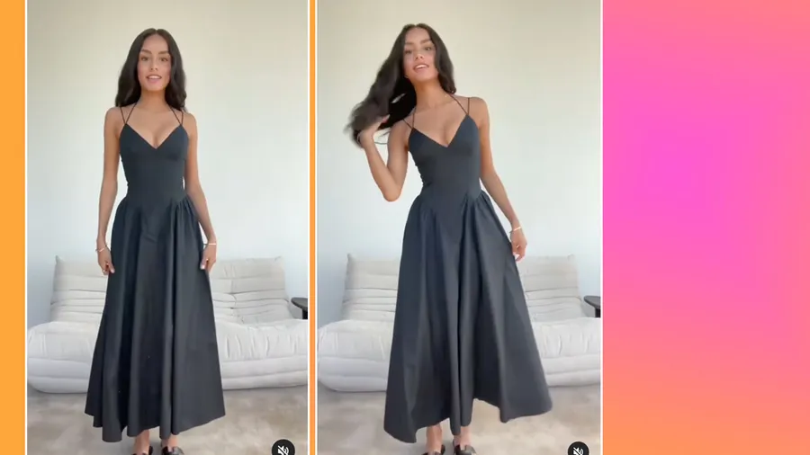 Olivia McDowell en el vestido negro de Abercrombie.