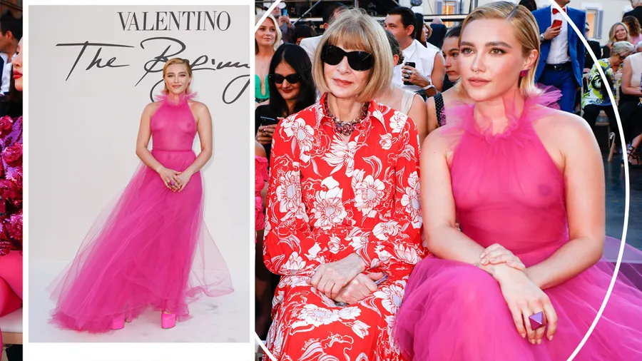 Florence Pugh en un vestido de Valentino para el desfile de Couture en Roma.