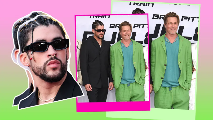 Bad Bunny y Brad Pitt en la premiere de 'Bullet Train' en Los Ángeles.