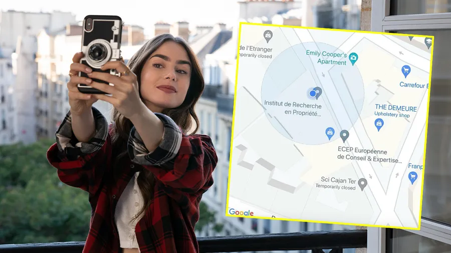 Lily Collins anuncia la dirección de Emily en Google Maps.