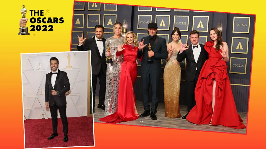 Eugenio Derbez y el elenco de CODA en el Oscar.