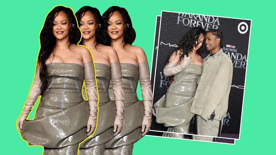 Rihanna hace su regreso triunfal a la red carpet en la premiere de Black Panther 2.