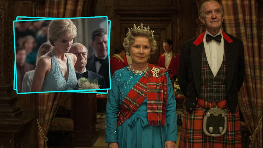 Elizabeth Debicki es Lady Di, Imelda Staunton es la reina Isabel II, Jonathan Pryce como el príncipe Felipe.