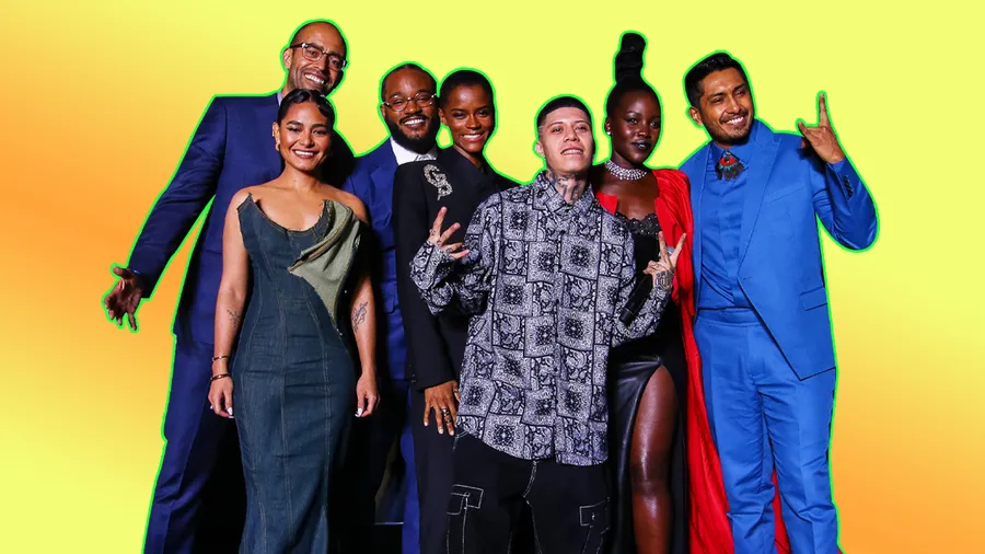 Nate Moore, Mabel Cadena, Ryan Coogler, Lupita Nyong'o, Letitia Wright y Tenoch Huerta en la premiere de Black Panther: Wakanda Forever en México.