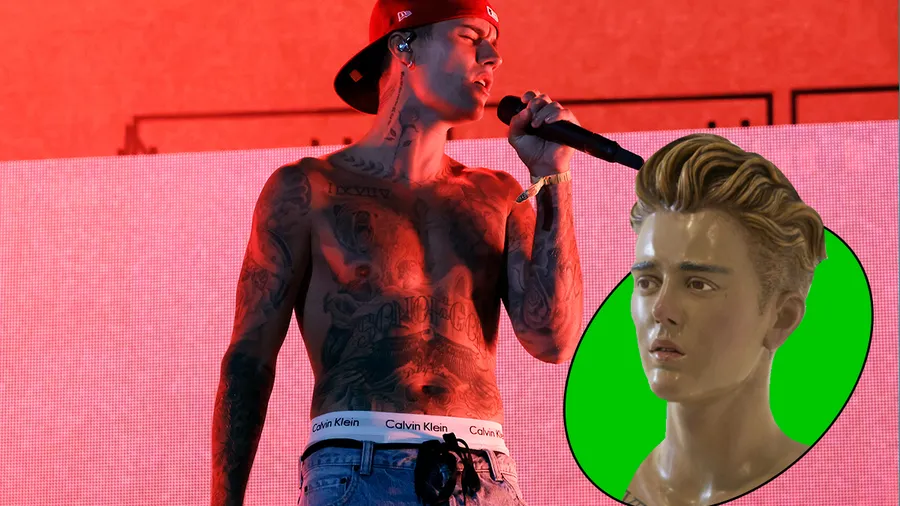 Una escultura de Justin Bieber adorna la boutique de Loewe.