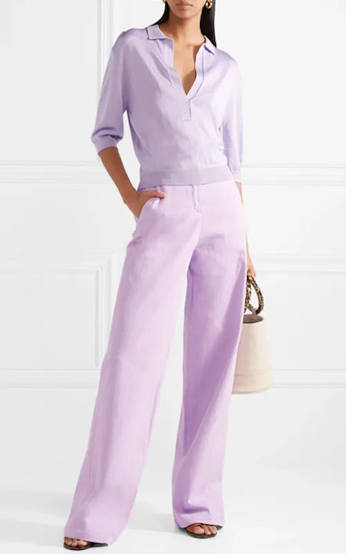 TIBI Cotton-blend wide-leg pants