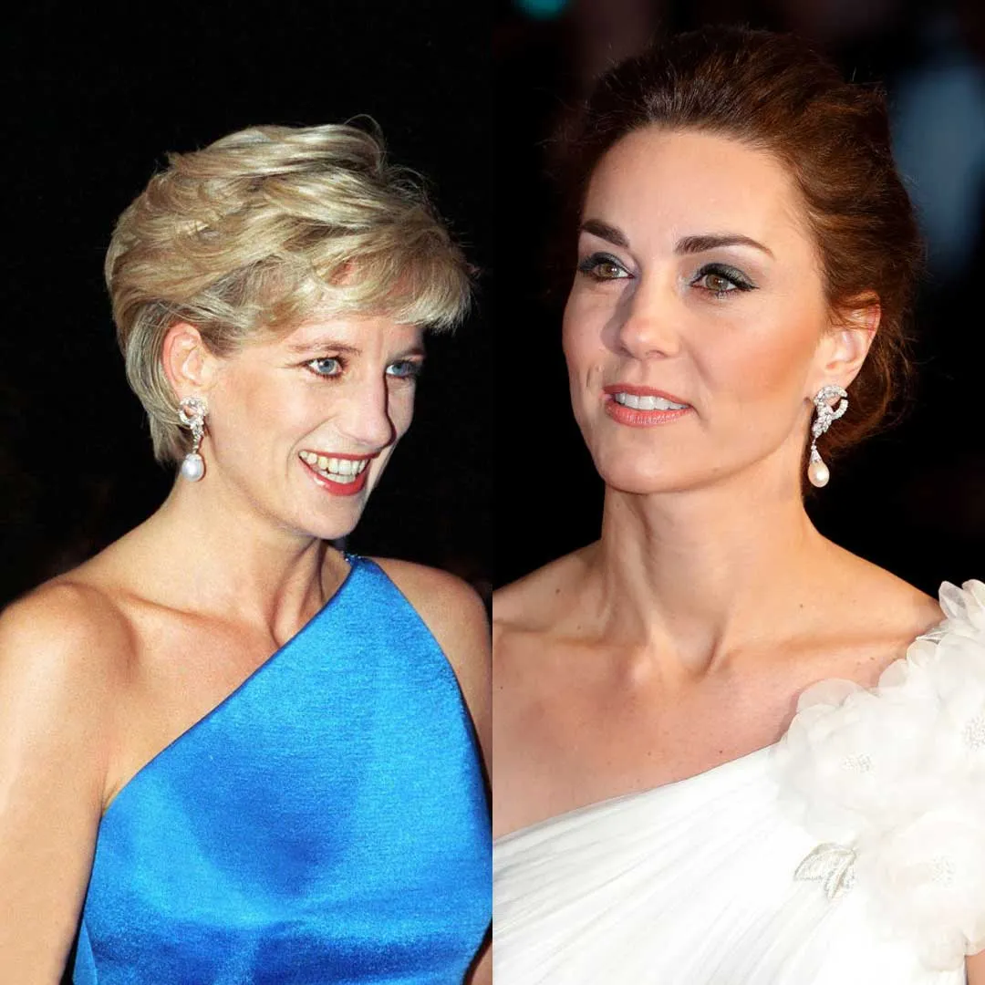 Estos aretes de perlas en forma de gota con diamantes los recibió Dianacomo regalo de bodas por parte de los joyeros Collingwood y fueron heredados por Kate, quien los ha usado en distintos eventos reales.