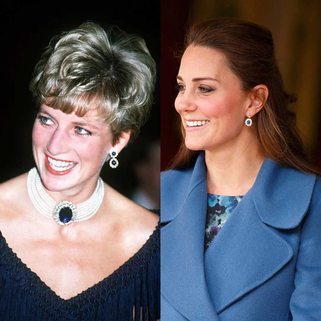 Kate Middleton modernizó los aretes de zafiro de Diana al usar solo una piedra y no dos como Diana los usaba.