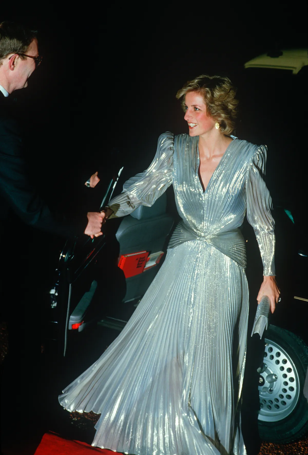 Diana Princess of Wales arrives at the Grosvenor House Hotel in London for a Fashion show