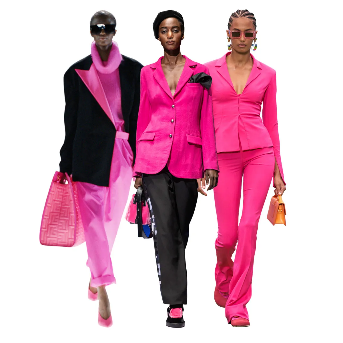 Imágenes: Imaxtree. De izquierda a derecha: Balmain, Emporio Armani, Jacquemus. 