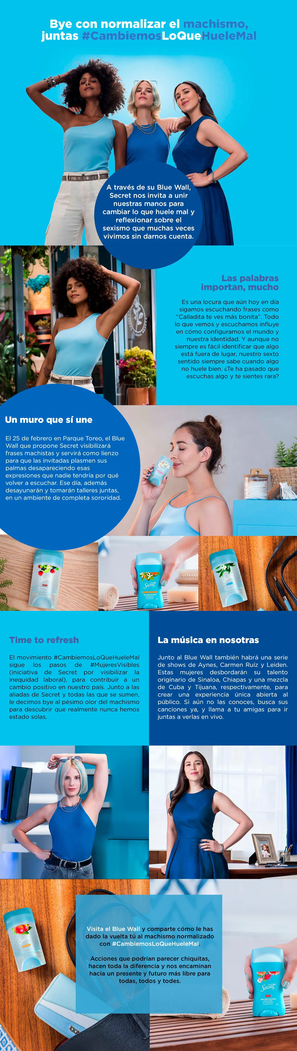 Con su Blue Wall, Secret nos invita a que juntas #CambiemosLoQueHueleMal