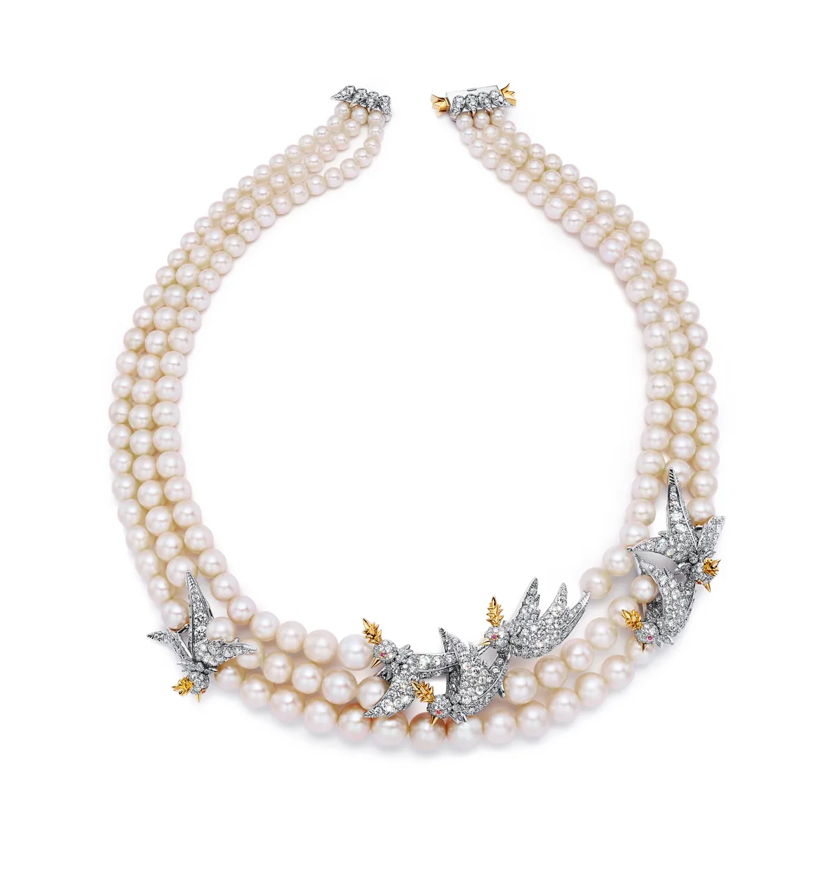 tiffany perlas pajaro collar