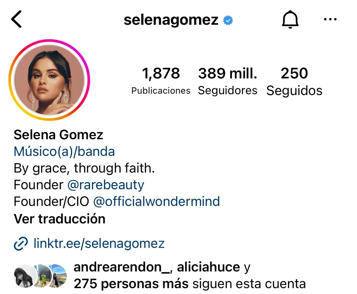 En los últimos días, Selena Gomez subió de 381 millones de seguidores a 389M.