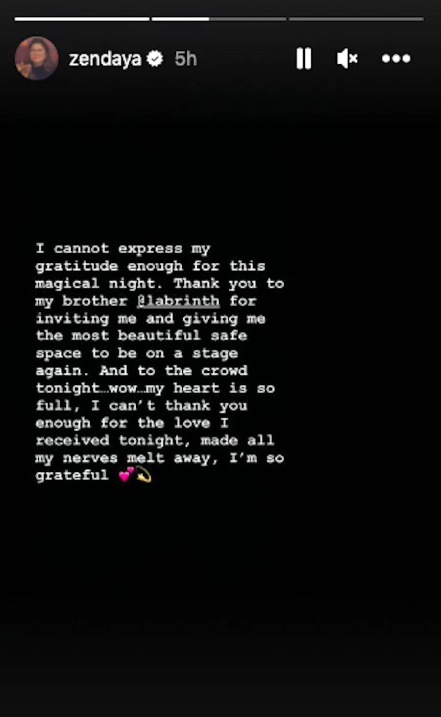 Zendaya agradece a sus fans por el apoyo en su presentación en Coachella.
