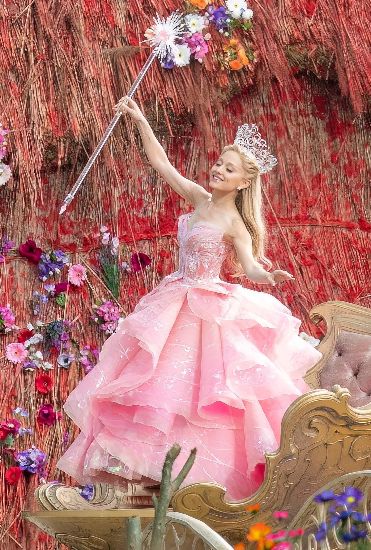 Ariana Grande en el set de Wicked.