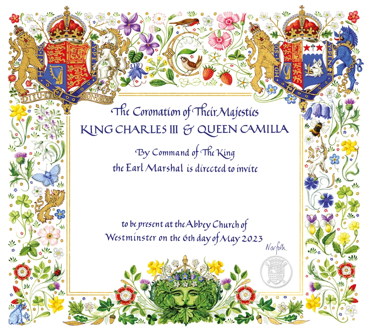 La invitación de la coronación de Carlos y Camila.