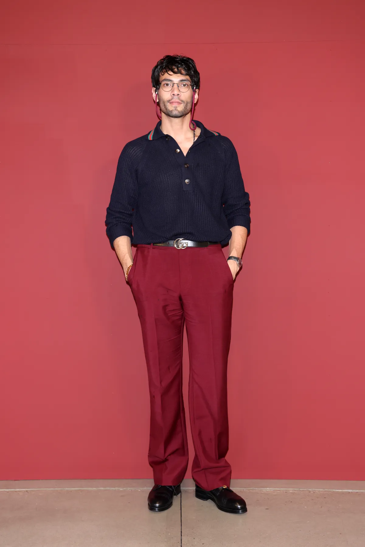 Diego Calva en el desfile Gucci Ancora en Milan Fashion Week el 22 Septiembre del 2023.