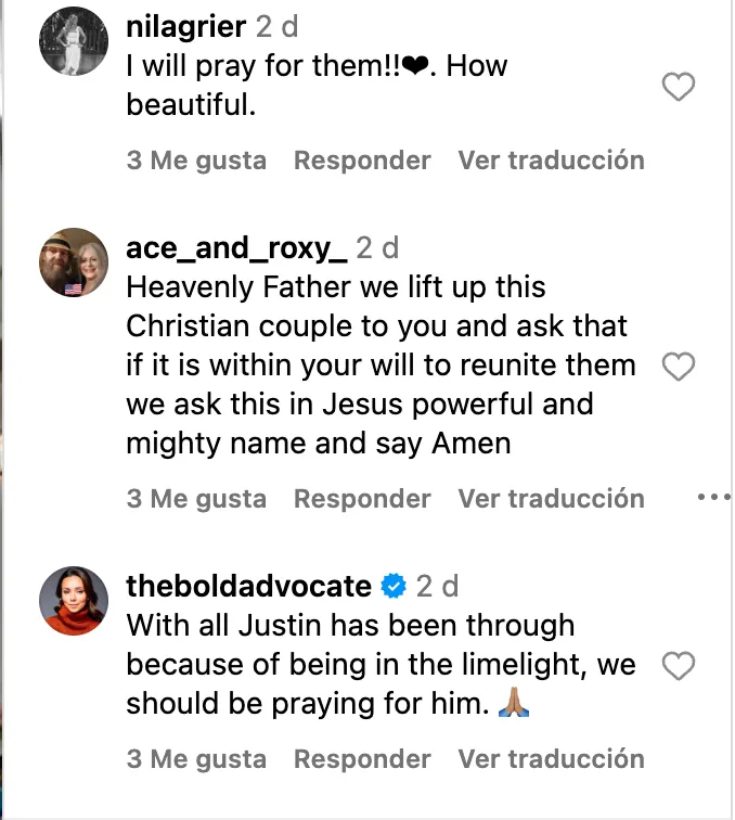 Los fans de Justin y Hailey Bieber rezan por ellos.
