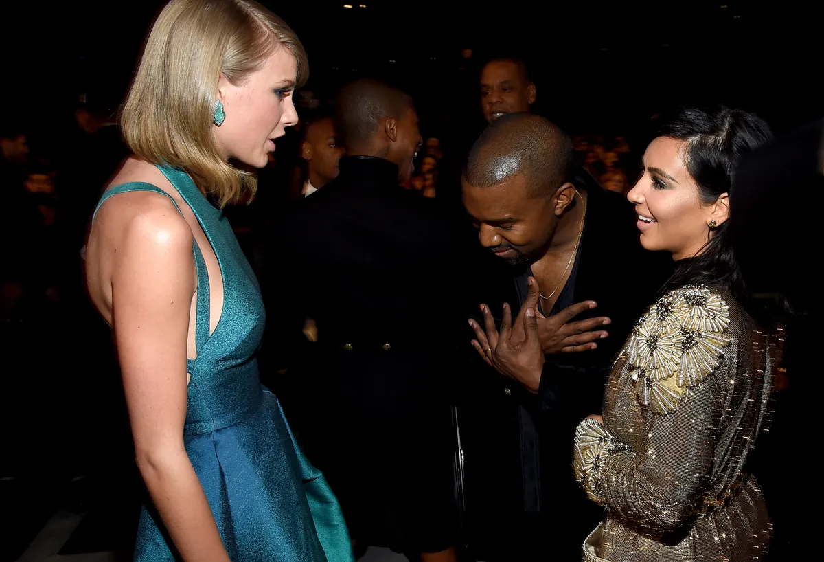 Taylor Swift, Kanye West y Kim Kardashian en los Grammys 2015