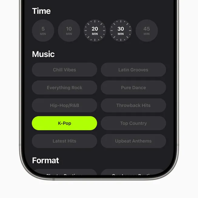 apple fitness k-pop