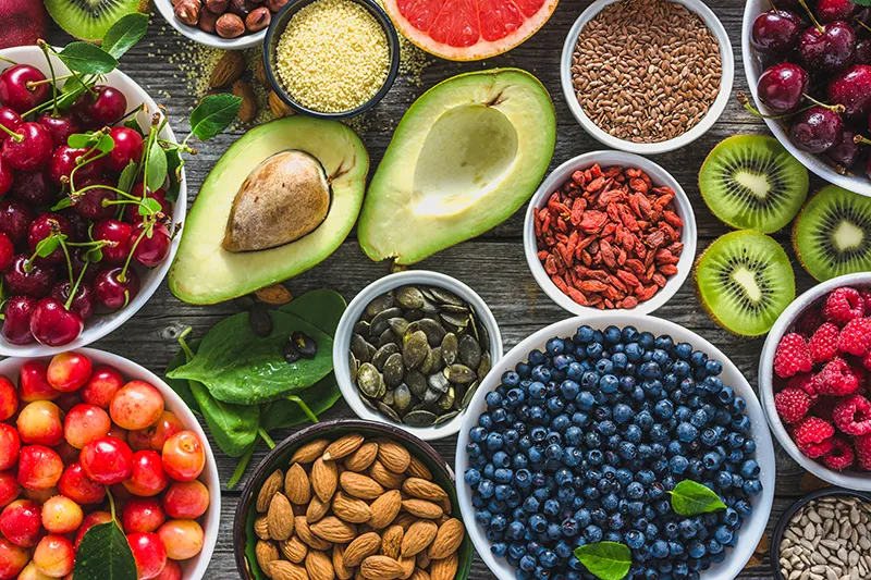 Healthy,Food,Selection,,Nuts,,Fruits,And,Assortment,Of,Superfoods,,Top