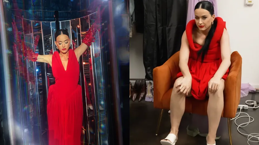 Katy Perry se queda atorada en un vestido Bottega Veneta
