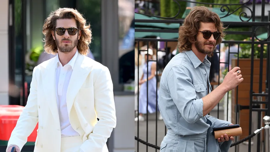 Andrew Garfield apuesta por llevar el cabello largo, con ondas naturales y volumen.