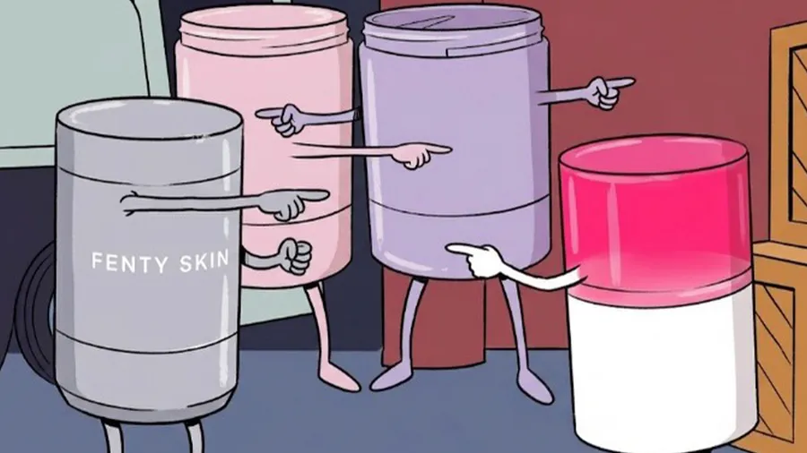 Meme de Fenty Skin con los dispensadores de parches para ojos de cuatro marcas