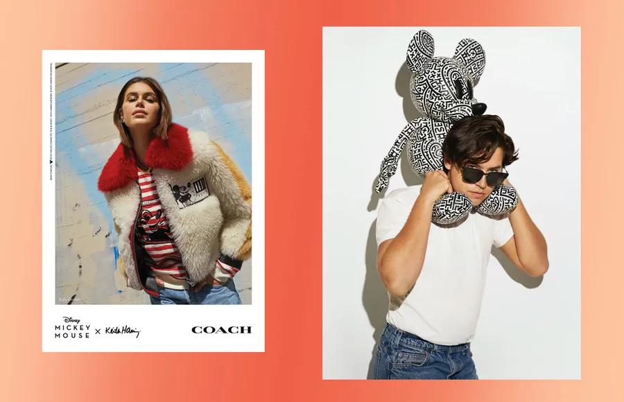 Cole Sprouse y Kaia Gerber posan para la nueva colección de Coach y Disney