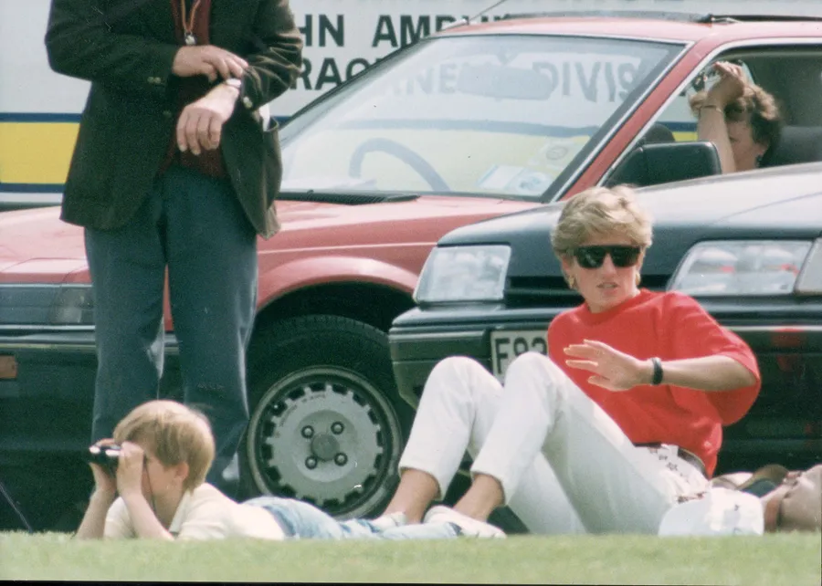 Princess Diana And Prince Harry At Polo Match At Smith's Lawn 1992. As Everyone Knows Polo Is Not One Of Princess Diana's Passions In Life. But Her Children Are. Seven-year-old Harry Wanted Her To Take Him To Watch His Father Play In The Queen's C