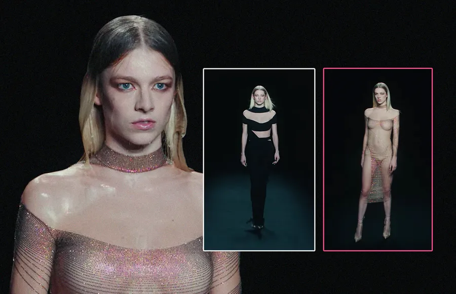 Hunter Schafer en el desfile de Mugler primavera verano 2021.