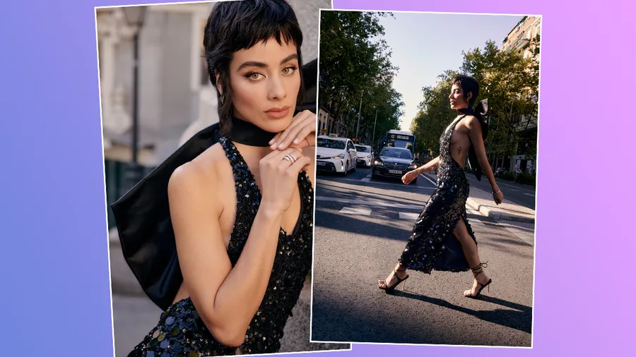 Esmeralda Pimentel usa un look de Alfredo Martínez en España.