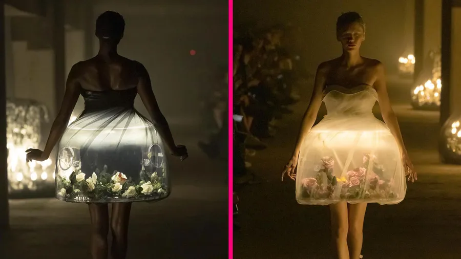 Undercover presenta vestidos como terrarios y con mariposas reales en Paris Fashion Week.