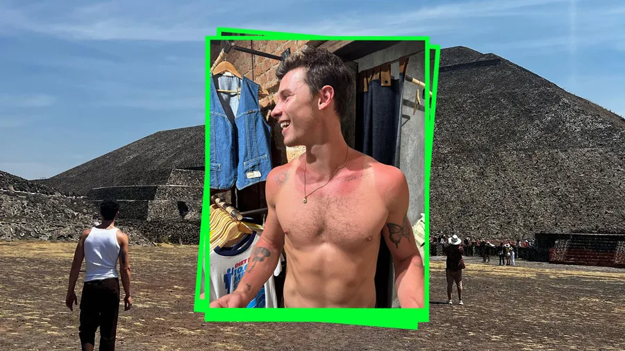 Shawn Mendes olvidó aplicarse bloqueador mientras visitaba las pirámides de Teotihuacán.