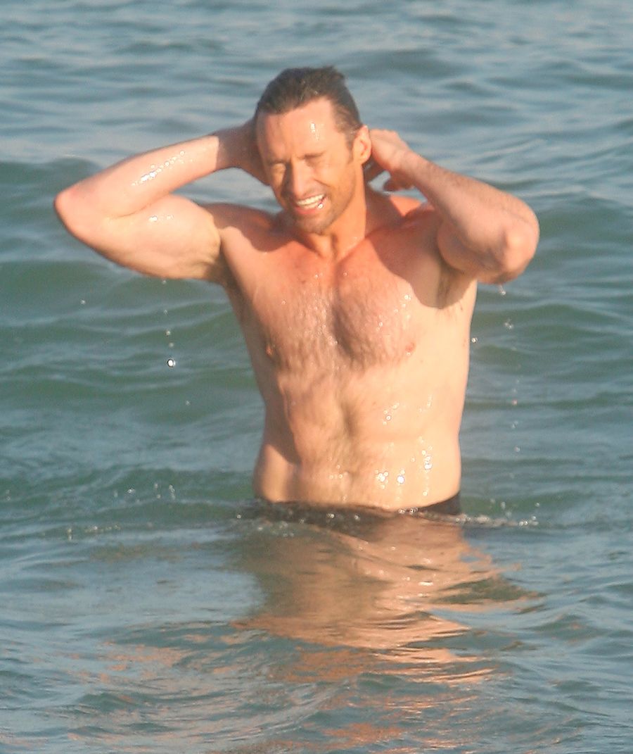 Hugh Jackman enjoys a day at the beach in Rio De Janeiro, Brazil - 11 Jan 2010
