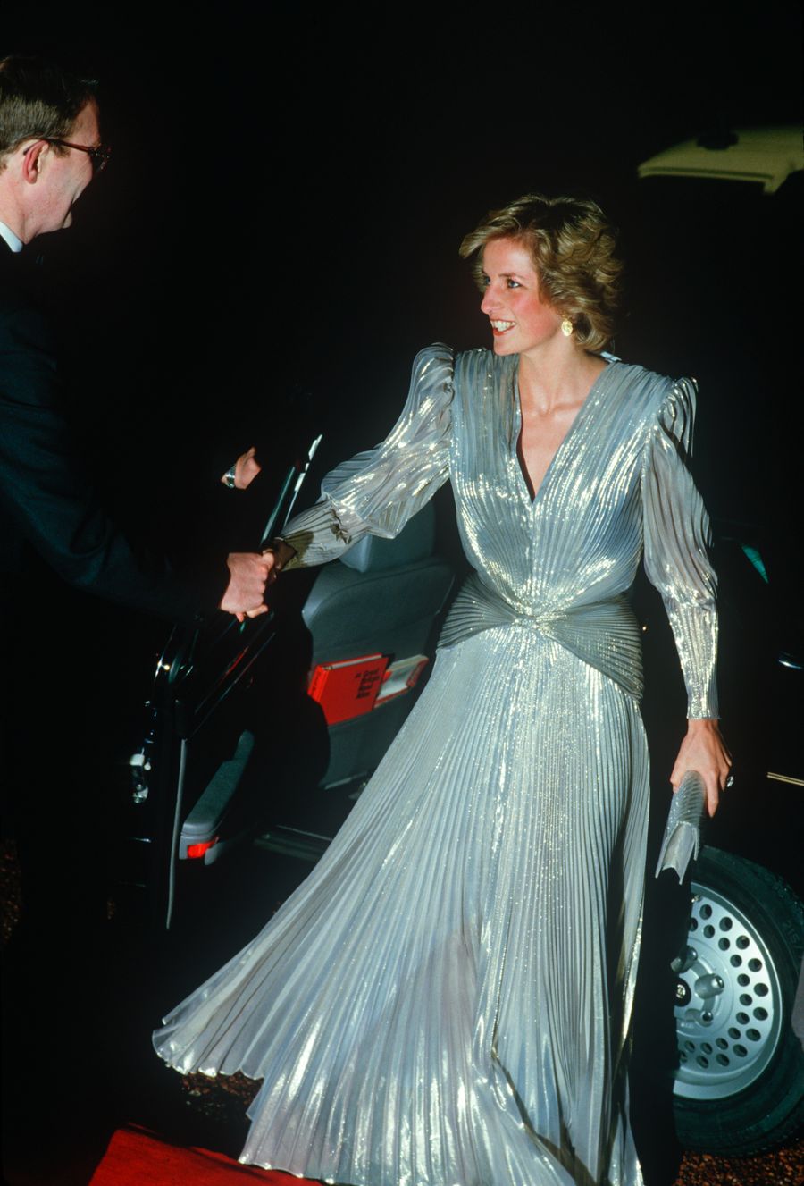 Diana Princess of Wales arrives at the Grosvenor House Hotel in London for a Fashion show