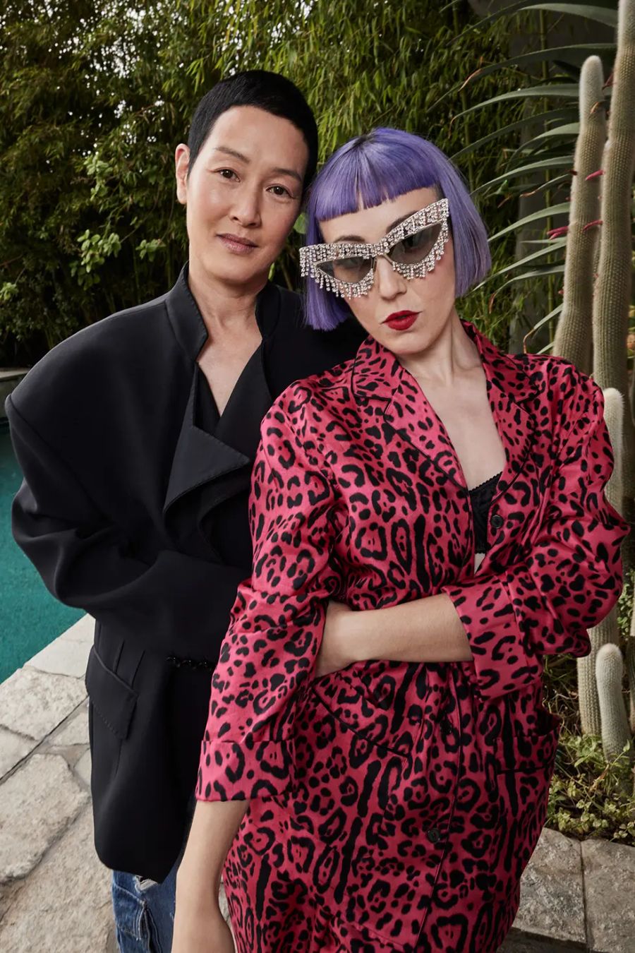 jenny shimizu and michelle harper by a pool