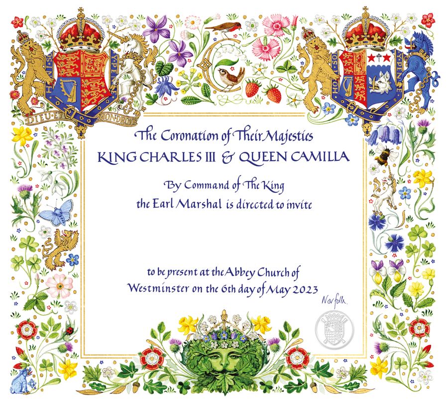 La invitación de la coronación de Carlos y Camila.