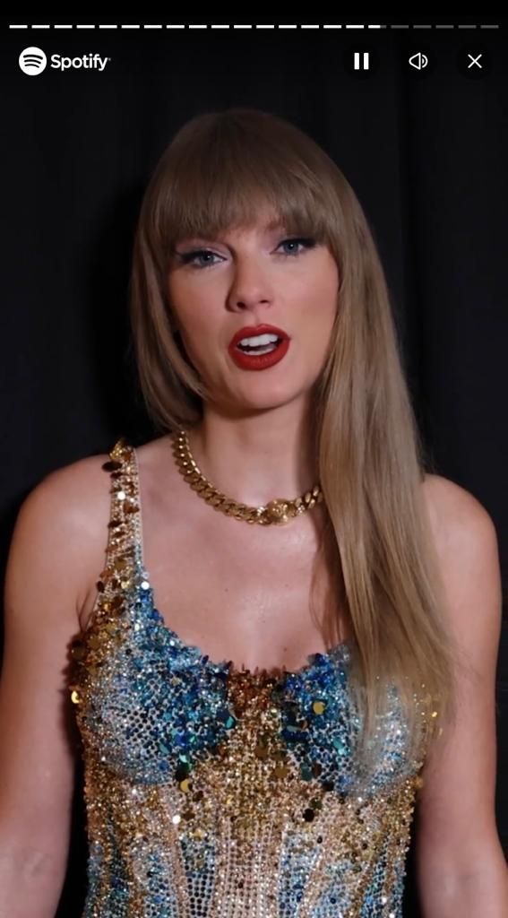 Taylor Swift le envía mensaje a sus fans en Spotify 2023. 