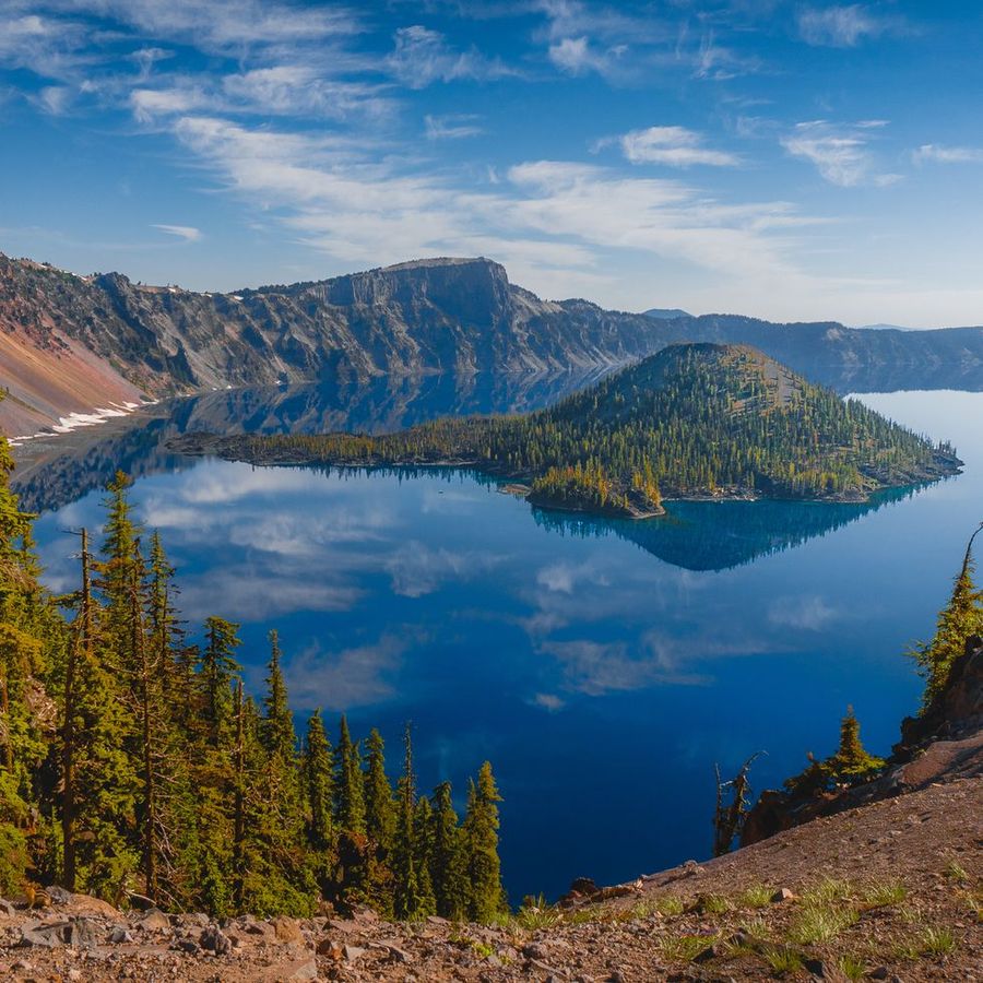 Paisaje de Crater Lake en Oregon.