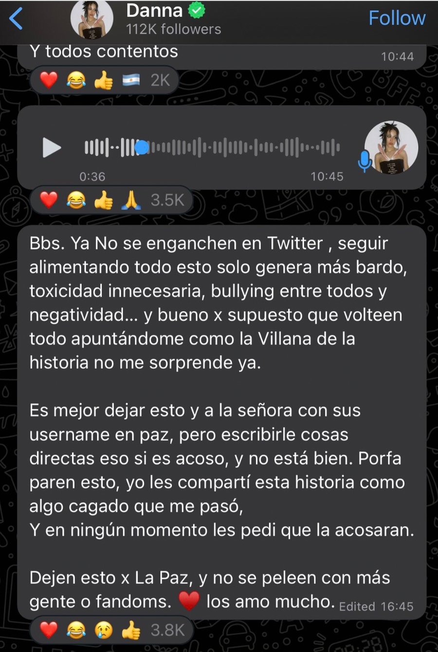 Una cronología de la pelea de Danna vs @danna en X